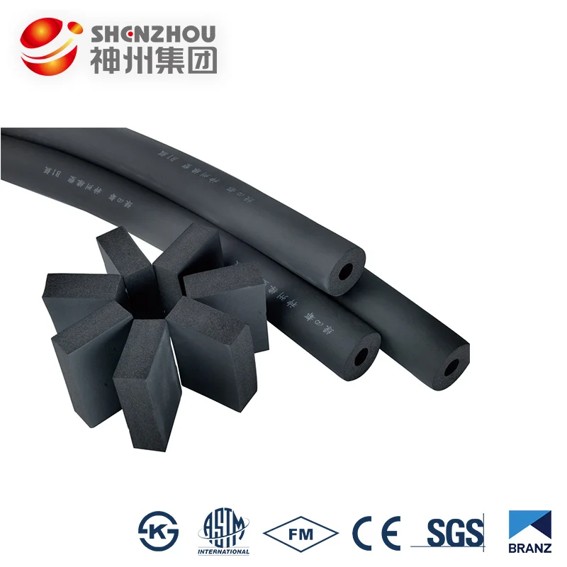 
non-combustible fireproof nbr pvc rubber foam tube/pipe insulation hover board 