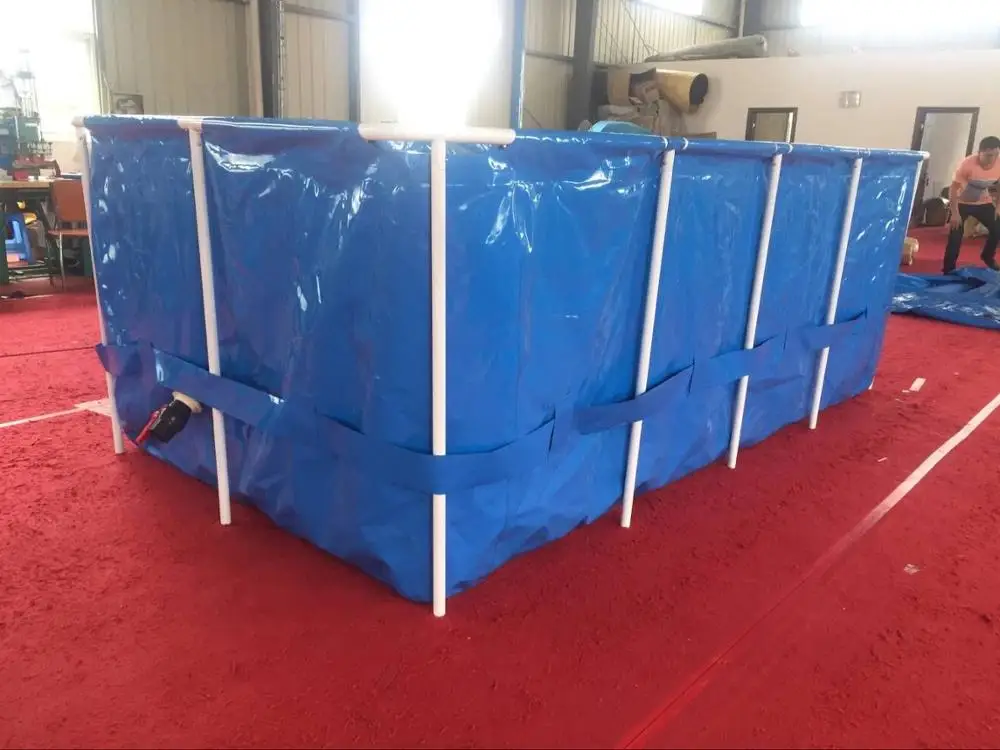3000L Rectangular Galvanized Steel Frame Fish Tank Pool PVC Inflatable Indoor/Outdoor Aquaculture Pool Kids Sports Design Style