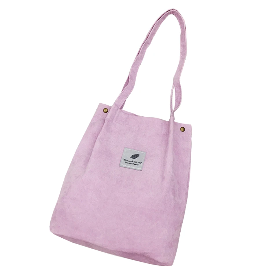 
Corduroy bag trendy monochrome shoulder/hand canvas bag 