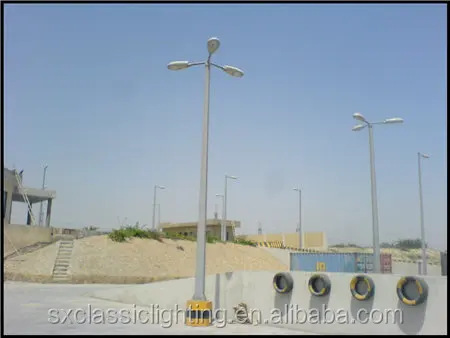 High Quality LED Q235 galvanized steel Octagonal street lighting pole with single or double arm