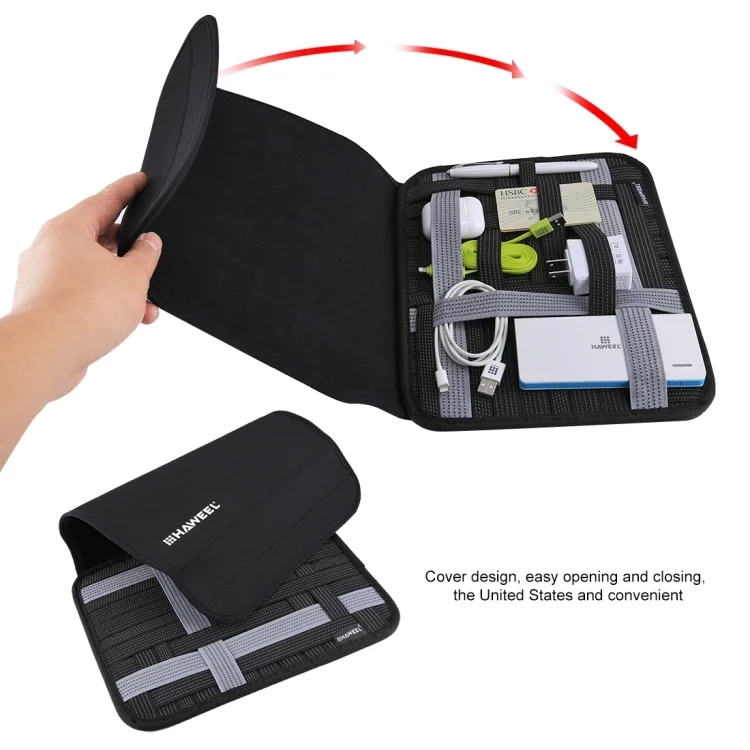 High Quality HAWEEL 10 inch Tablet Wrap Organizer Neoprene Digital Storage Pocket Bag(Black)