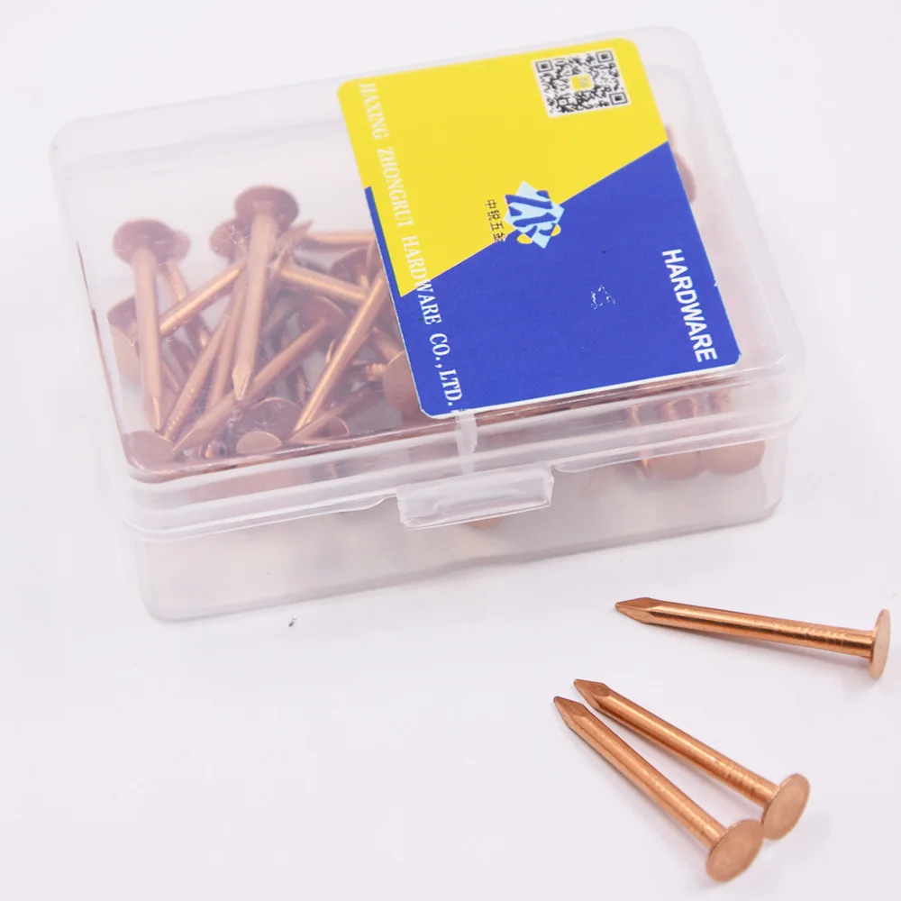 
Chinese factory produced best quality big flat head smooth shank polished red copper brass nails 