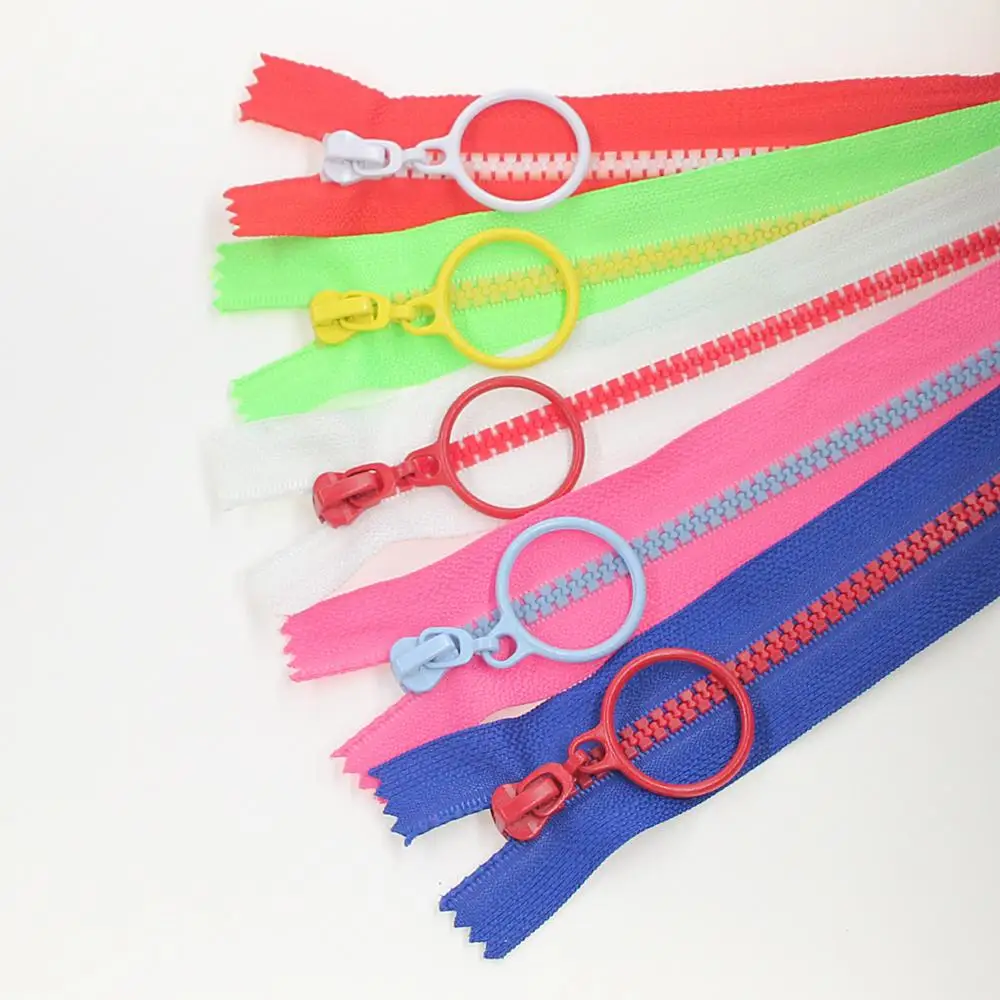 No 5 10 colors diy zipper open end plastic zipper fashion ring pull plastic zippers