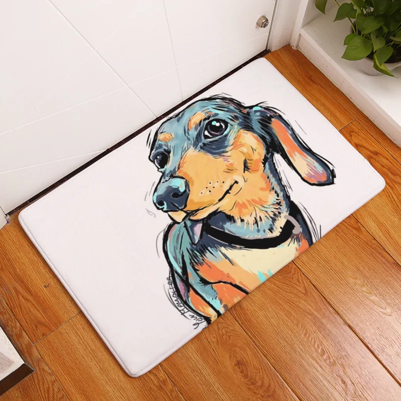 
Art Print Pet Dog Design Carpet Entrance Door Mat Bathroom Non-slip Coral Fleece Mat 
