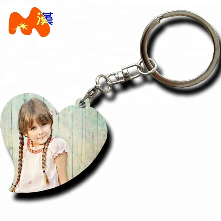 Manufacturer wholesale zinc alloy metal key chain custom printed picture logo sublimation heart shaped keychain