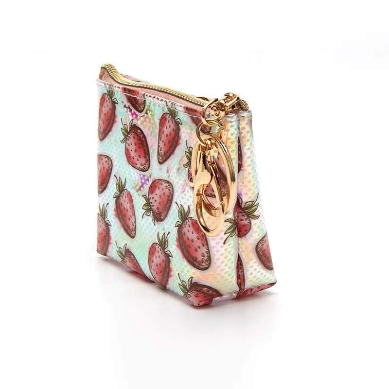 Factory Price Shiny Holographic Zipper Around Wallet Clutch Purse Laser Card Holder Coin Purse