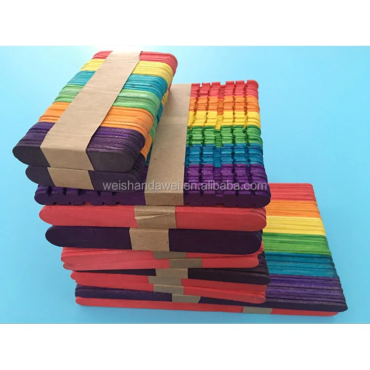 Colored natural color wooden popsicle stick color ice cream stick