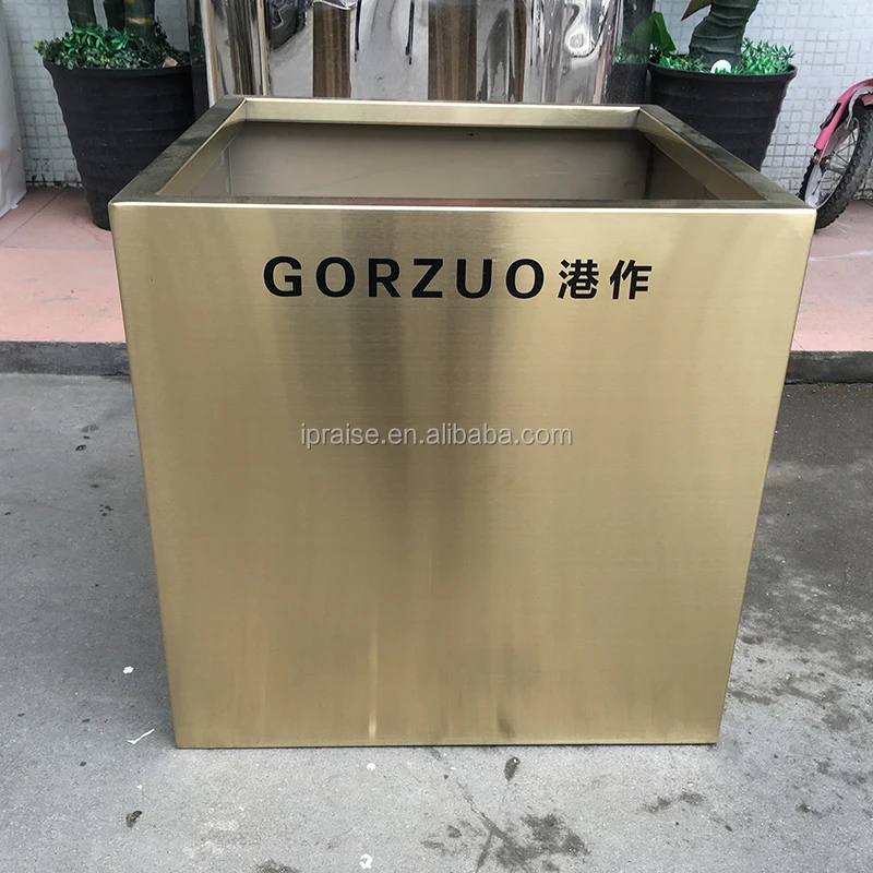 Home Decor Flower Vases Metal Gold Large Indoor Flower Pots / square planter boxes / flowerpot