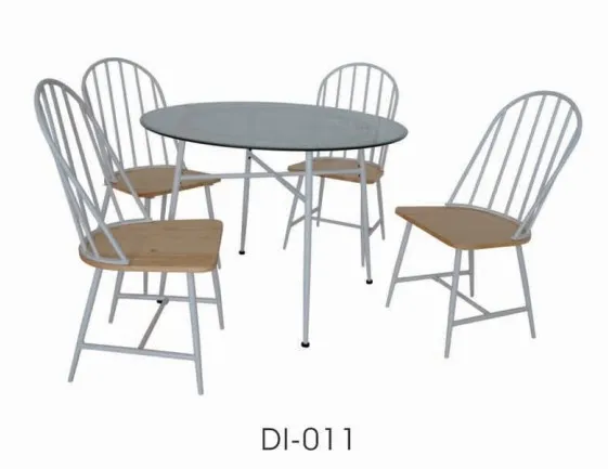 
round small glass dining table and 4 chairs 