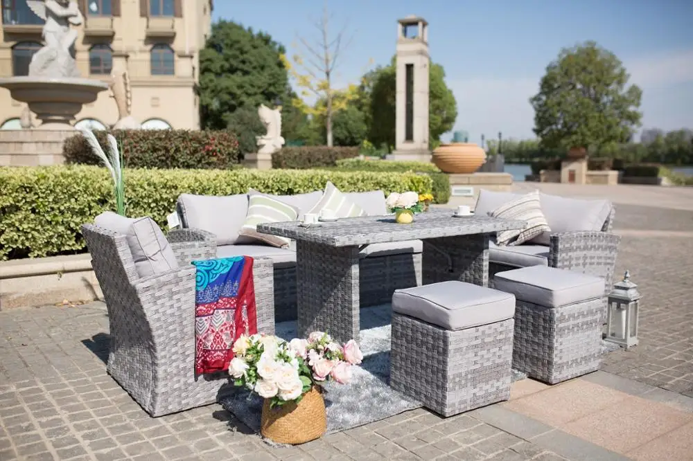 8 мест лабиринт новый дизайн ротанговый уличный диван набор плетеной садовой мебели