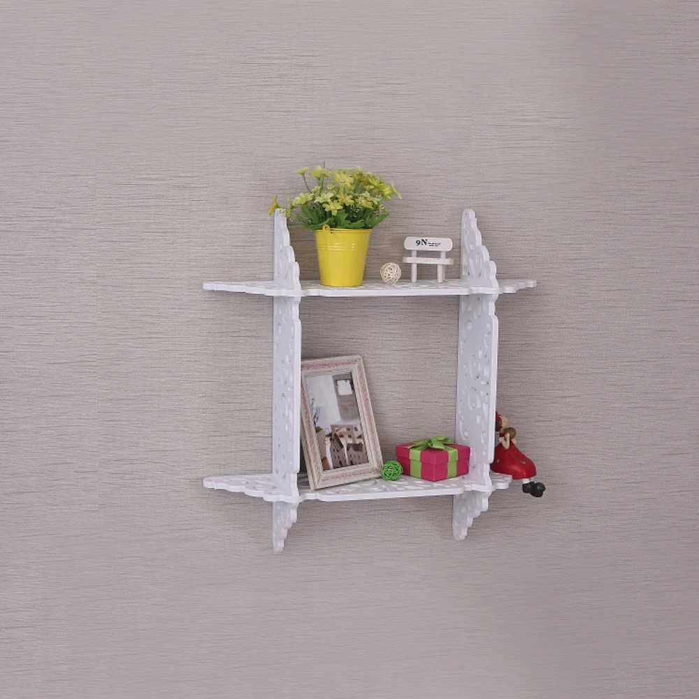 G0235 резная Красивая квадратная полка для вещей, Белый декор для стен, декоративная настенная подвесная деревянная полка для творчества и рукоделия