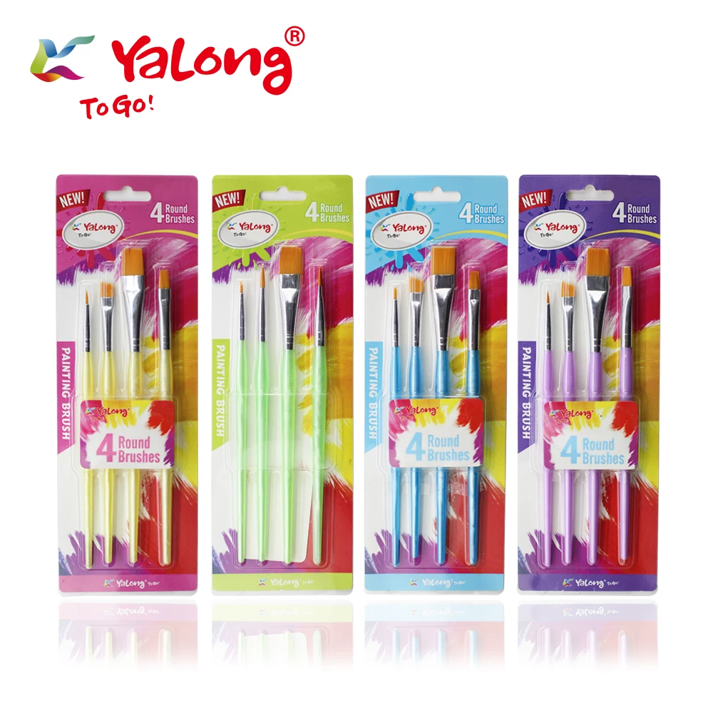 Yalong Student preferred painting brush semi-transparent 4pcs acrylic hold paintbrush set