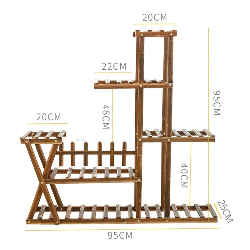 Wooden Plant Flower Display Stand Wood Pot Shelf Storage Rack Strong and Firm for Home and Garden