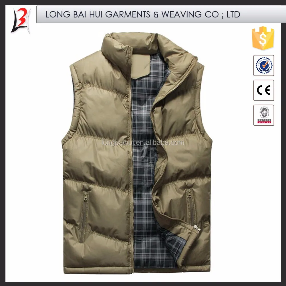 Hot sell wholesale custom LOGO zipper winter jacket black quilted down puffer vest men