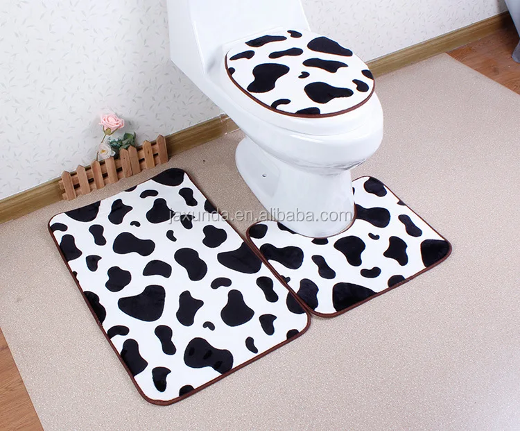 Three piece sets coral fleece bath door mat