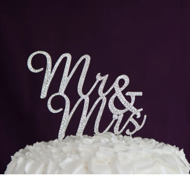 Wholesale Mr&Mrs Rhinestone Wedding Cake Topper Rhinestone Number Cake topper, Wedding Cake Decoration Bling Party Favor CT002