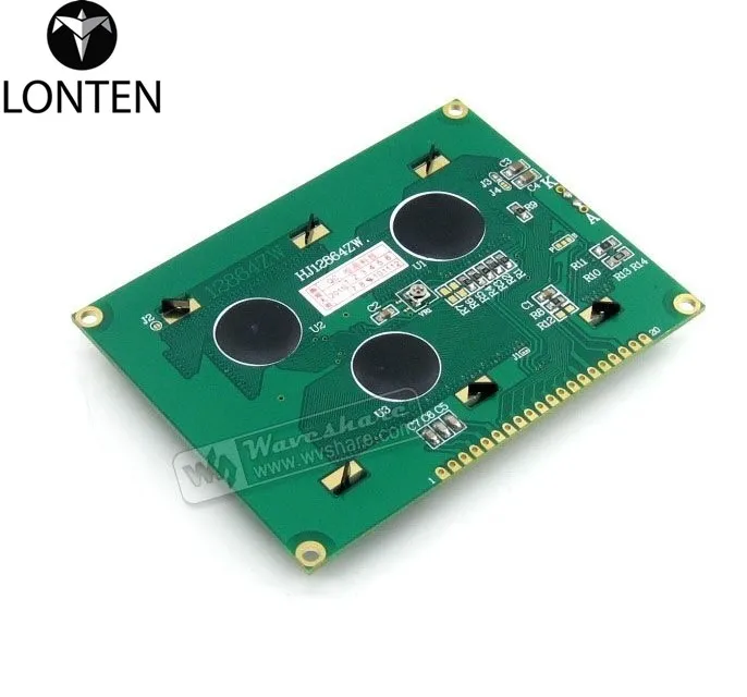 Lonten Lonten 3.3V 12864 Graphic LCD Module with128x64 dots and ST7920 / ST7921 IC TN/STN Blue Backlight White Character3.3V For