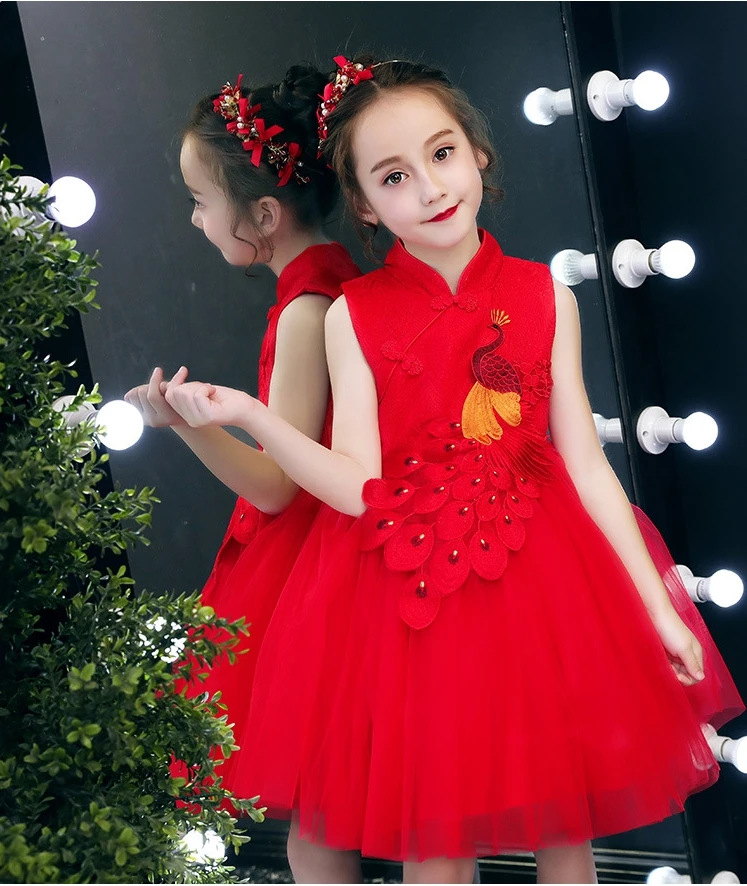 Fashion Design Fashion Baby Girl Satin Mandarin Collar vintage tulle wedding dress
