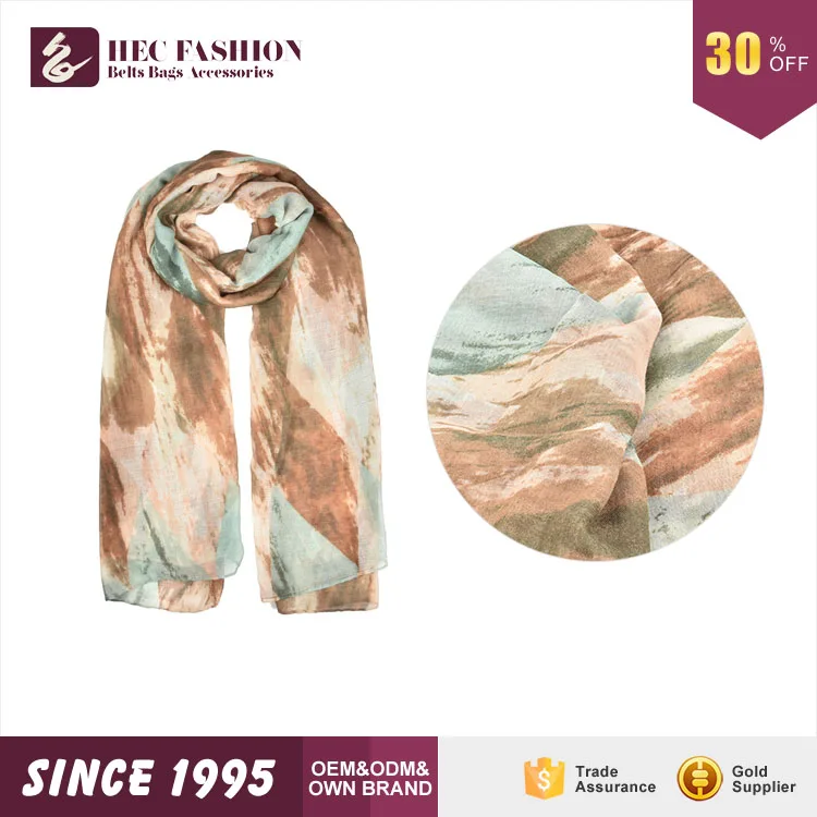 HEC Free Sample Available Spring Weared Fashion Plain Dyed Voile Scarf