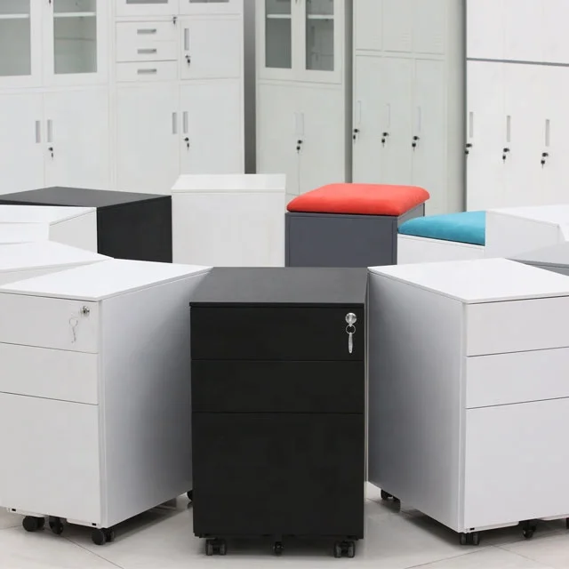 Commercial metal office furniture 3 drawer steel pedestal mobile movable filing storage cabinet kabinet