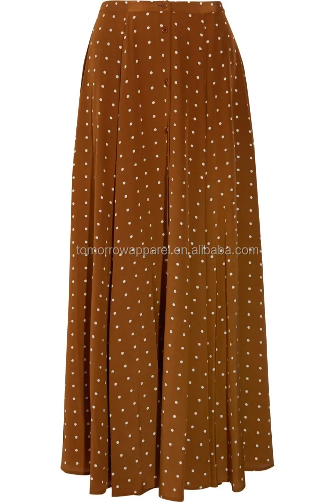 
New Fashion Polka-dot Washed-silk Maxi Skirt DEM/DOM Manufacture Wholesale Fashion Women Apparel (TA5103S) 