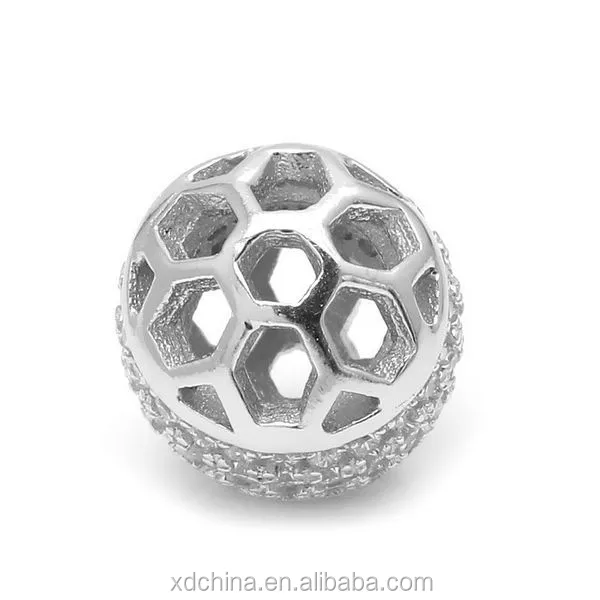 XD P674 jewelry making beads with cz micro pave silver manufacturer S925 sterling silver round beads, inlaid zircon round beads