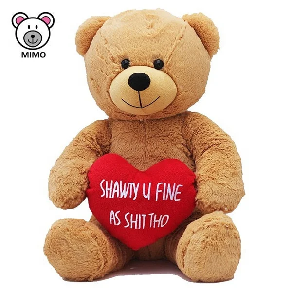Brand Embroider LOGO Plush Toy Brown Teddy Bear With Red Heart Creative Cute Stuffed Animal Soft Plush New Valentine Teddy Bear