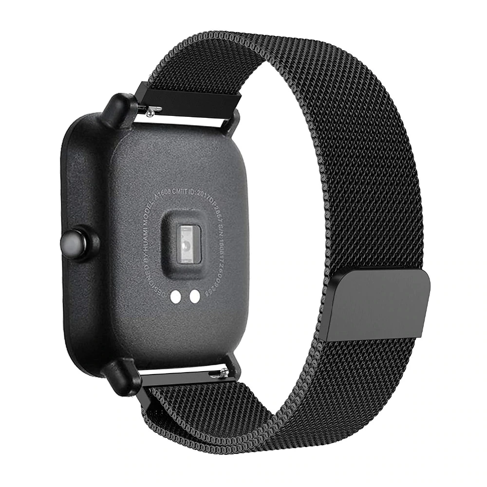 
Universal 20mm Replacement Metal Milan Magnetic Suction Watch Strap For Huami Amazfit Smartwatches - Black 