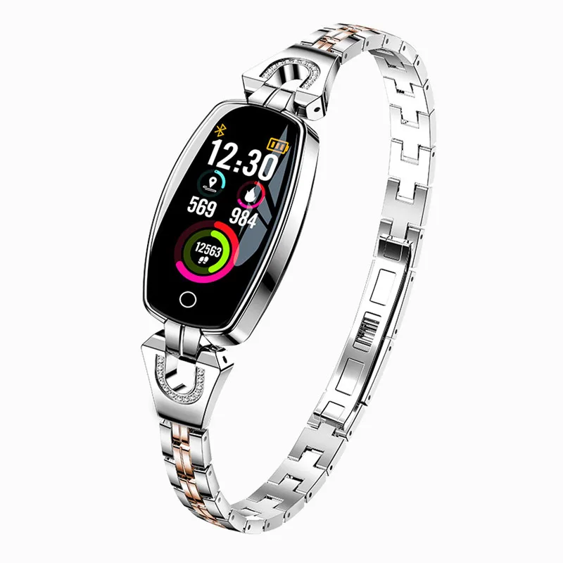 Women Stainless Steel Smart Bracelet H8 with Heart Rate Lady Smart Bracelet