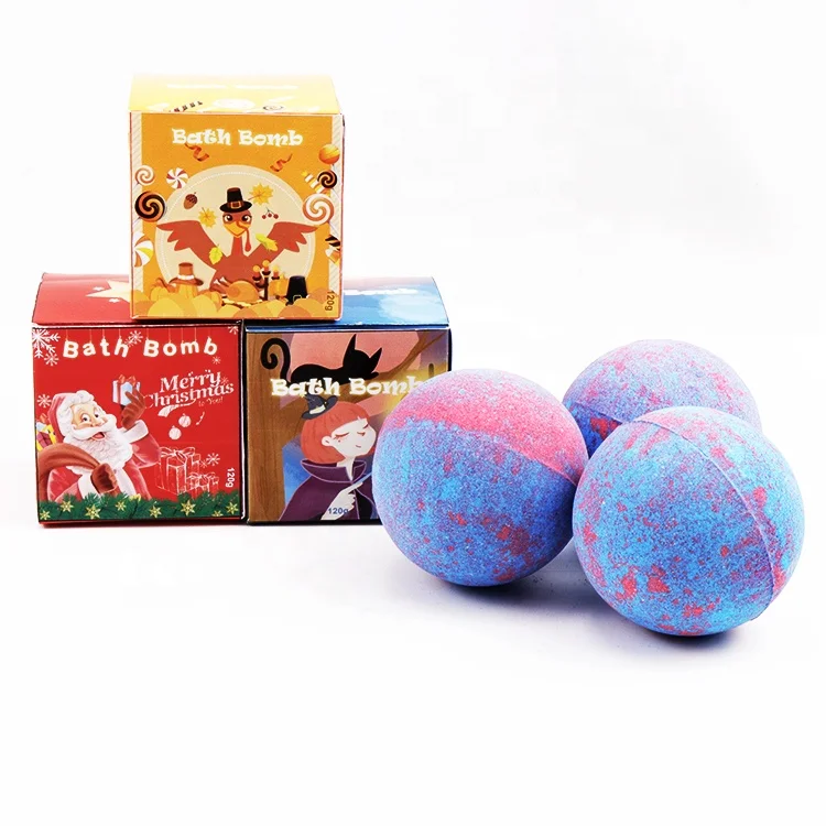 Funny Cheap Christmas Halloween Thanksgiving Gift Set Colorful Bubble Vegan Natural Organic Kids Fizzy Shower Bombs
