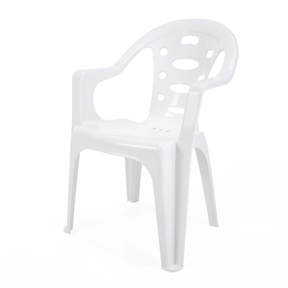 China factory party patio garden outdoor furniture polypropylene pp resin cheap monoblock white plastic chair with arms