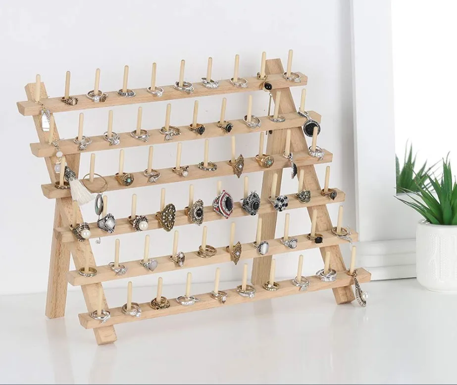 Wooden Thread Holder jewelry Organizer for ring, earring necklace, Bracelets, jewelry display rack