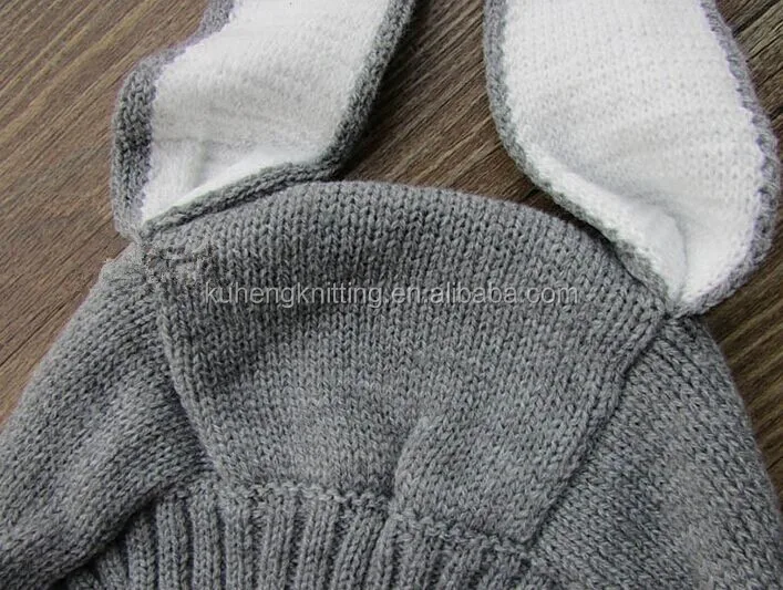 Cute knitted baby hats with long bunny ears