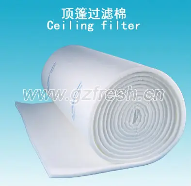 Polyester Cotton Fiber Ceiling Filter with Surface Glued Synthetic Filter Roll