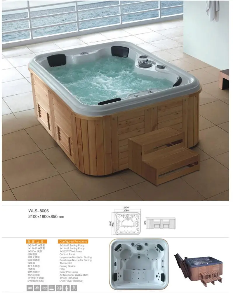 Foshan outdoor whirlpool massage hot tub 4 person spatub  (713A)