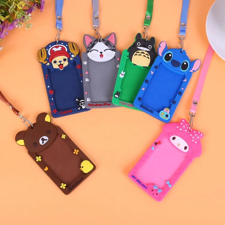 12 Design Cartoon ID Credit Card Holder With Neck Strap Lanyard