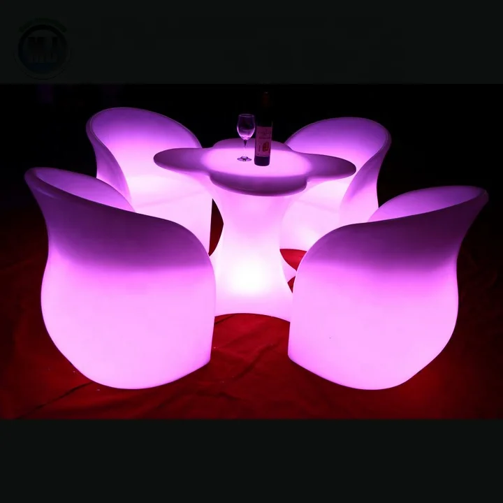 
Outdoor Modern Remote Control RGB Colors Changing Light Up LED Bar Furniture Set 