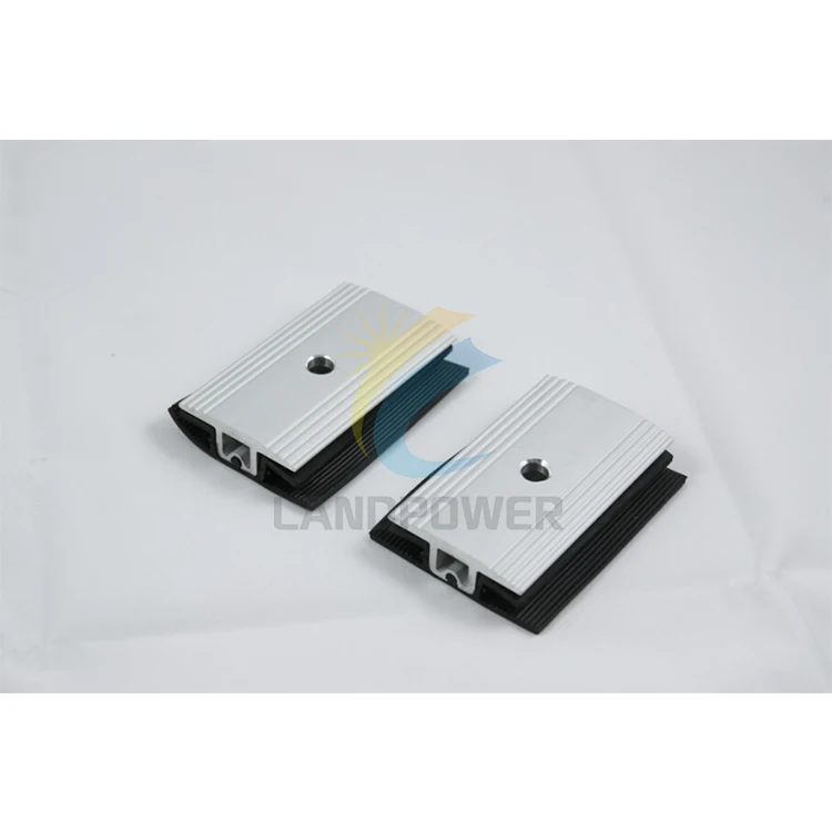 Landpower hot sell aluminium thin film solar panel clamps thin film mid/end clamp for frameless solar panel