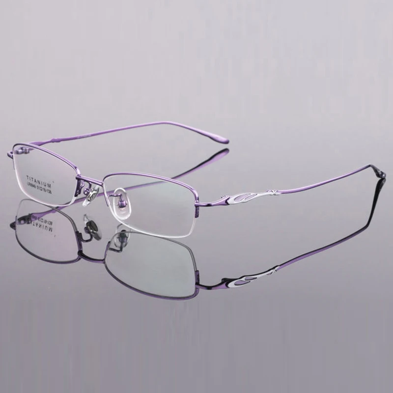 Elegant Women Half Frame Pure Titanium Optical Frame China Manufacturer Ultralight Fashion Glasses Eyeglasses For Female