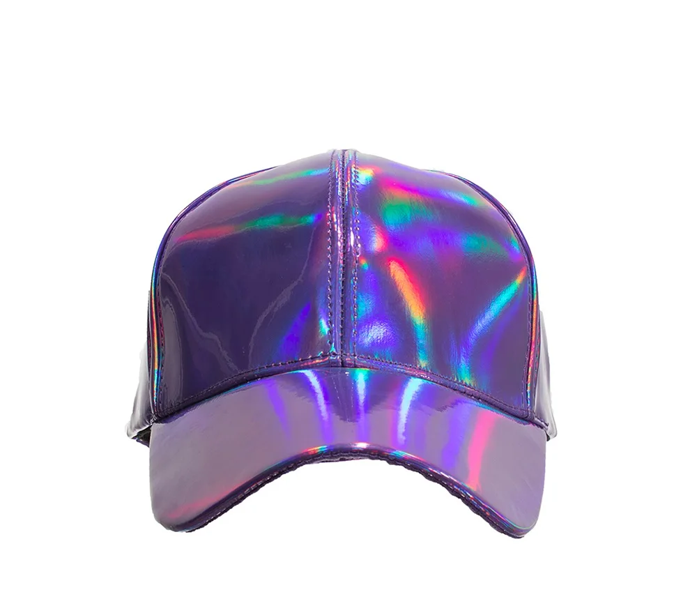 New Arrival Shining PU Solid Color Baseball Cap Unisex Snapback Hats Casual Adjustable Baseball Cap