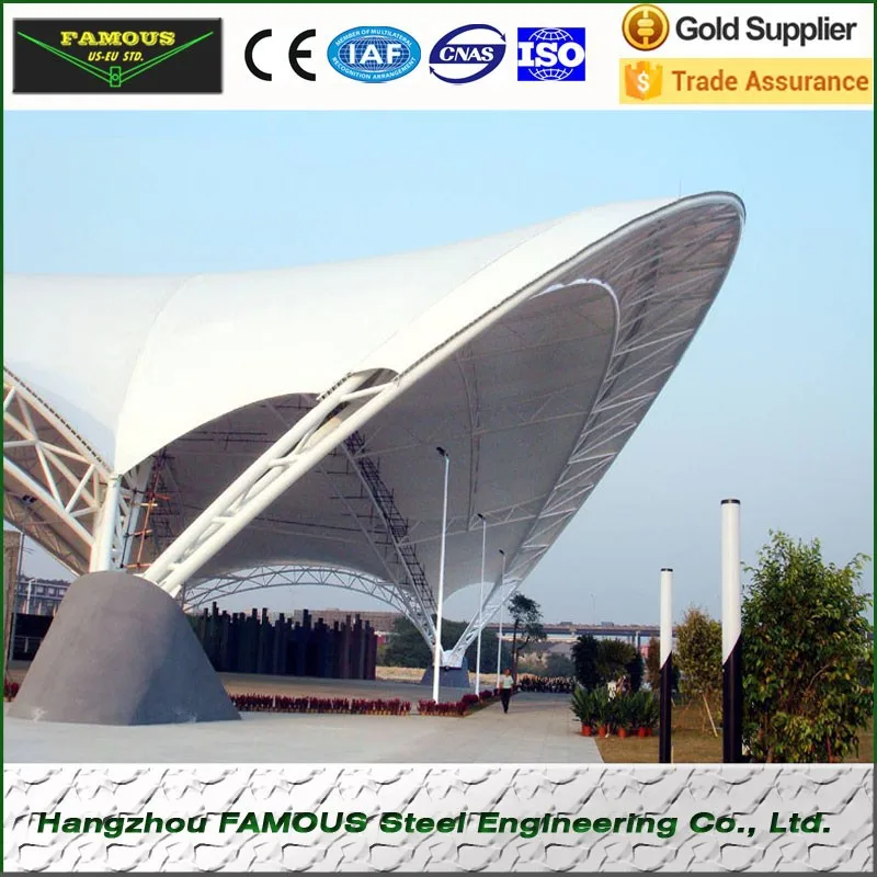 
PVC PVDF PTFE cover membrane structure for stadium and carport 