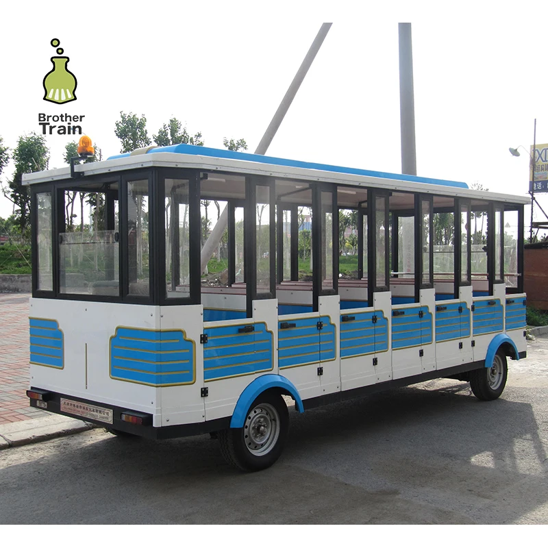 Half Closed FRP amusement park small electric trackless train locomotive