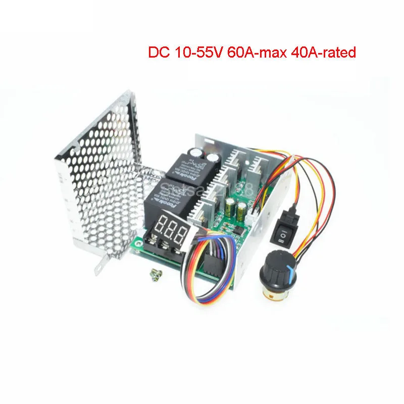 Digital display DC 10V-55V 40A PWM DC Governor Brush Motor Speed Control Controller Forward Reverse Reversible