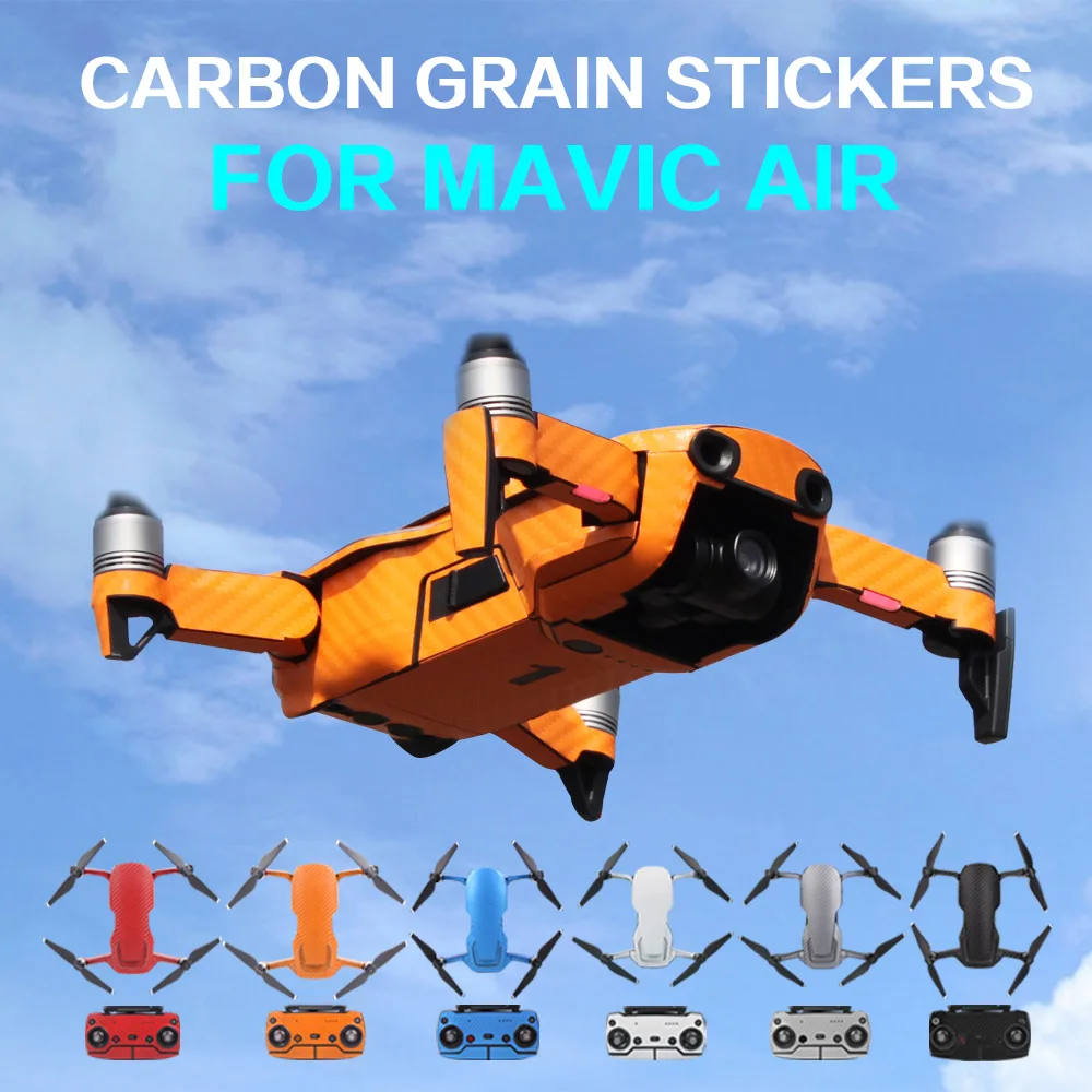 Sunnylife Waterproof PVC Carbon Grain Graphic Stickers Full Set Skin Decals for DJI MAVIC AIR
