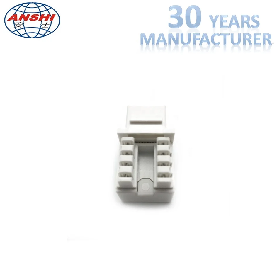 ANSHI RJ45 Cat5e 8P8C 90 degree UTP Punch Down Network Keystone Jack with dust cover