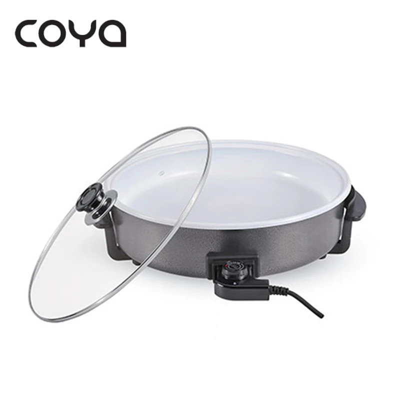 1500w Non-stick Electric Pizza Pan Skillet With Ceramic Coating And Thermostat