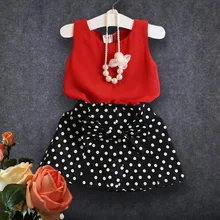 2016 Baby Girl Clothing Sets Fashion Summer Toddler Kids Clothes Vest Dot Print Skirt Children Suit