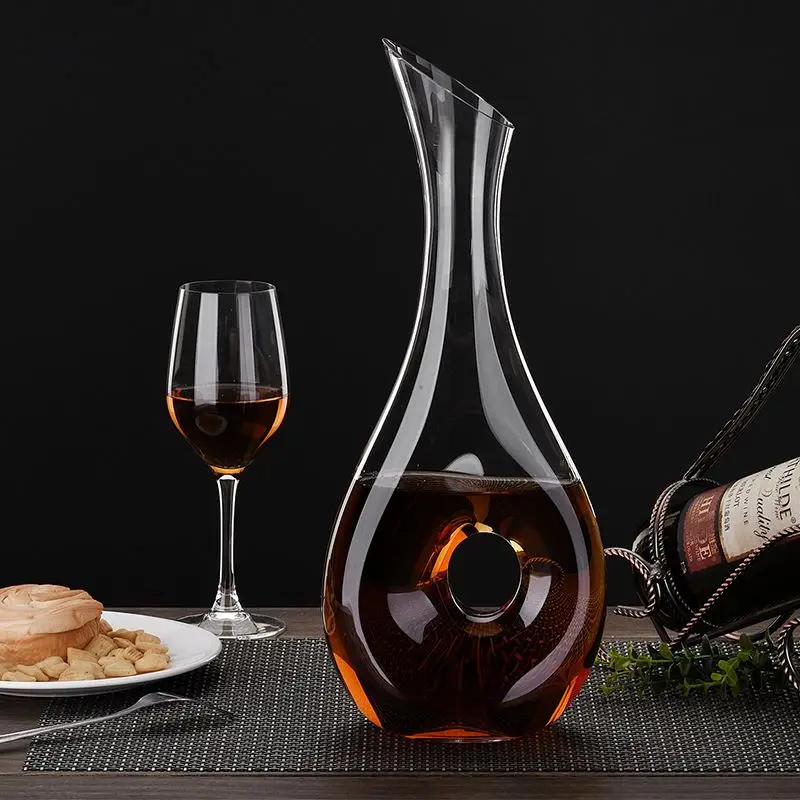 Special Design Slant mouth Wine Decanter,Crystal Wine Decanter,Glass Wine Carafe with long neck and hollow.