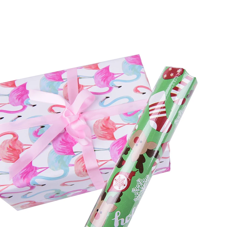 Professional Custom Luxury Fancy Design Christmas Theme Green Printing Gift Wrapping Paper
