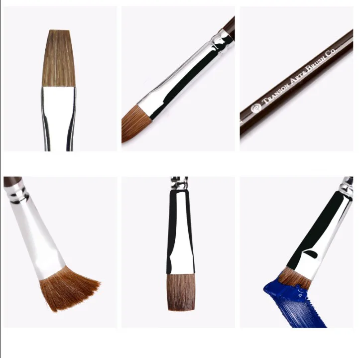 Hog Bristle Artist Paint Brush Set for Acrylic and Oil Painting